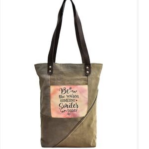 Vintage Addiction-"Be the Reason" Inscribed Recycled military Tent Tote*LAST ONE